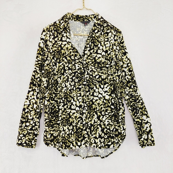 Rock & Republic Animal Cheetah Leopard Print Roll Tab Sleeves Button Down P6199 - Picture 1 of 8